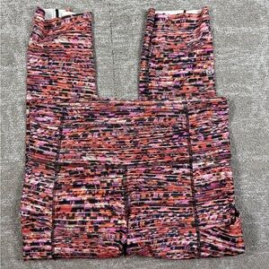 Lululemon Fast and Free Tight II Nulux Flash Pleat Orange Multi Sz 6
